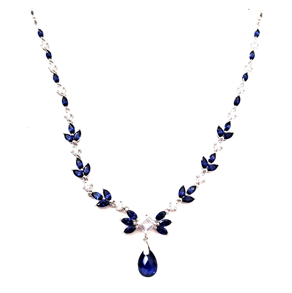 Sterling Silver Lab-Created Blue & White Sapphire